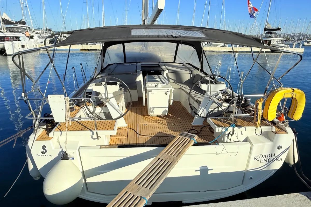 Cockpit of Daria & Engara, a Beneteau Oceanis 46.1 sailboat at Općina Sukošan, Croatia