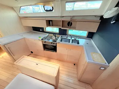 Galley of Daria & Engara, a Beneteau Oceanis 46.1 sailboat at Općina Sukošan, Croatia