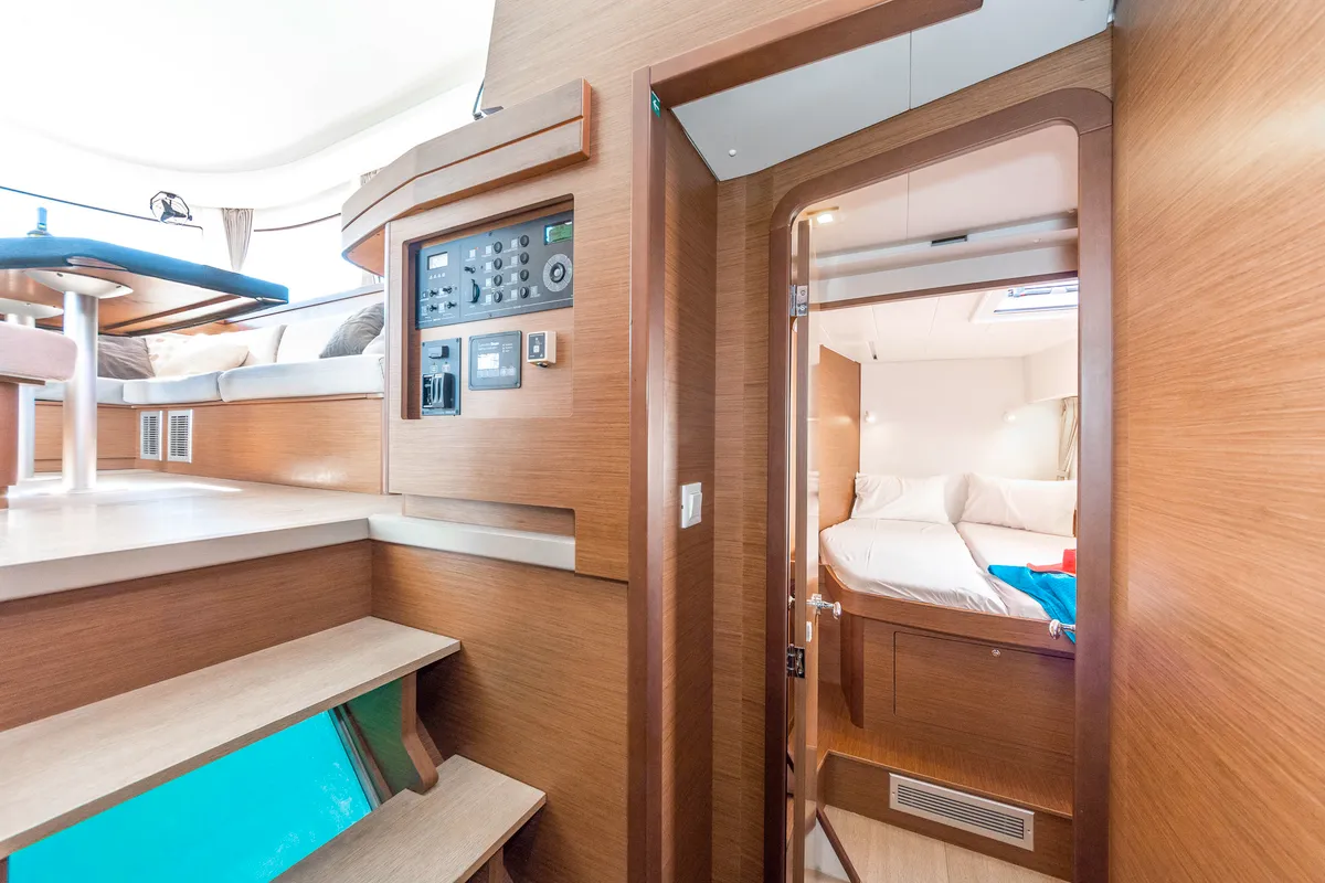Cabin on Karteria, a Lagoon 42 catamaran at Athens, Greece