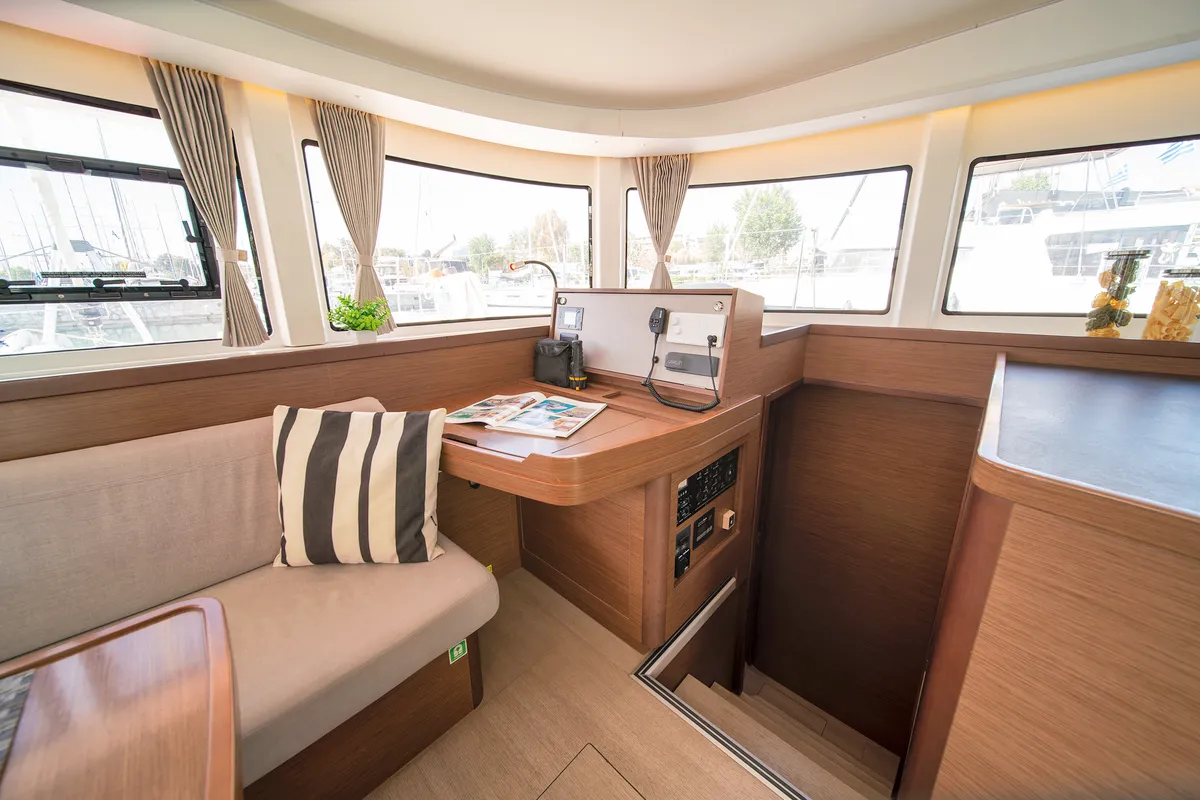 Salon of Karteria, a Lagoon 42 catamaran at Athens, Greece