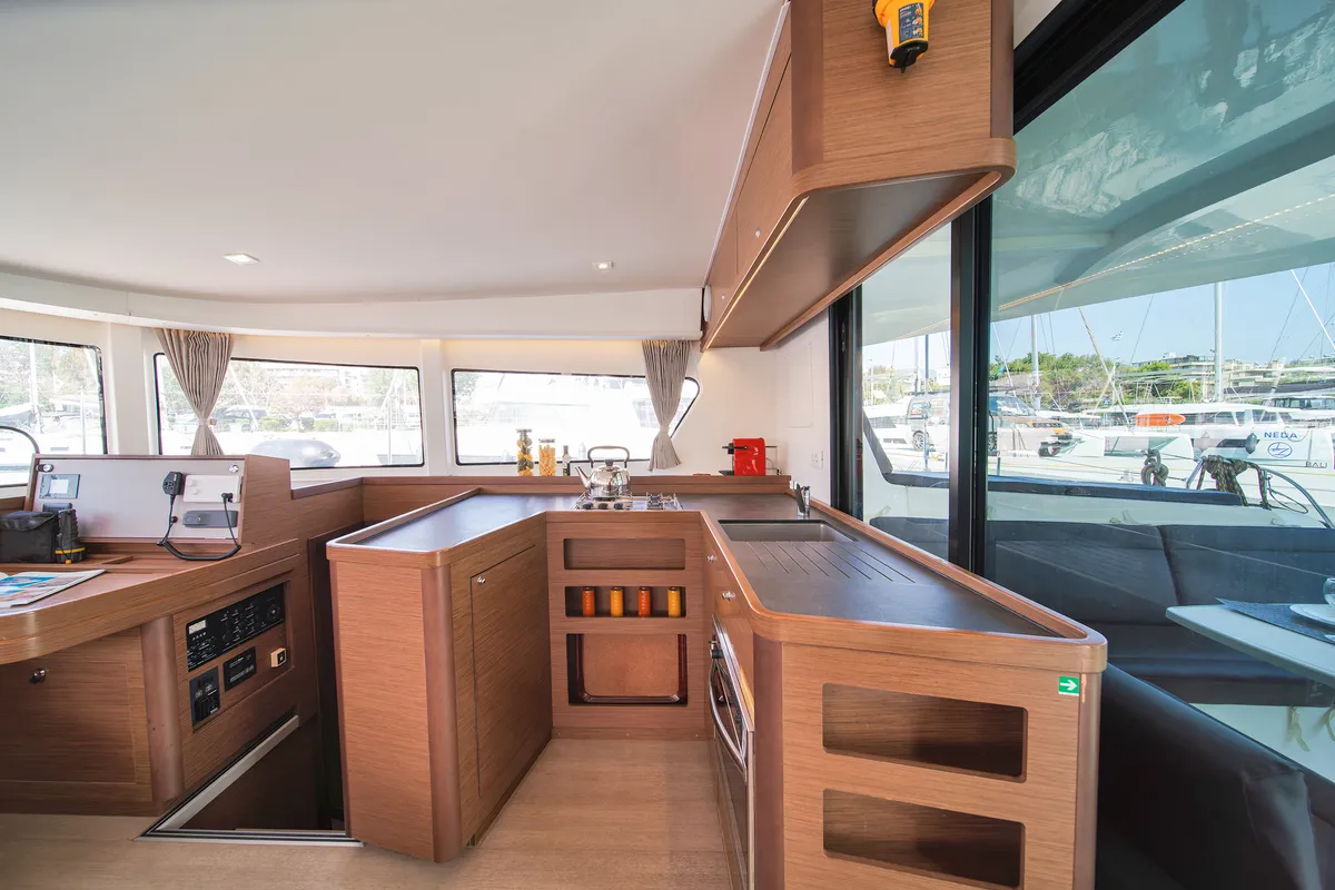 Galley of Karteria, a Lagoon 42 catamaran at Athens, Greece