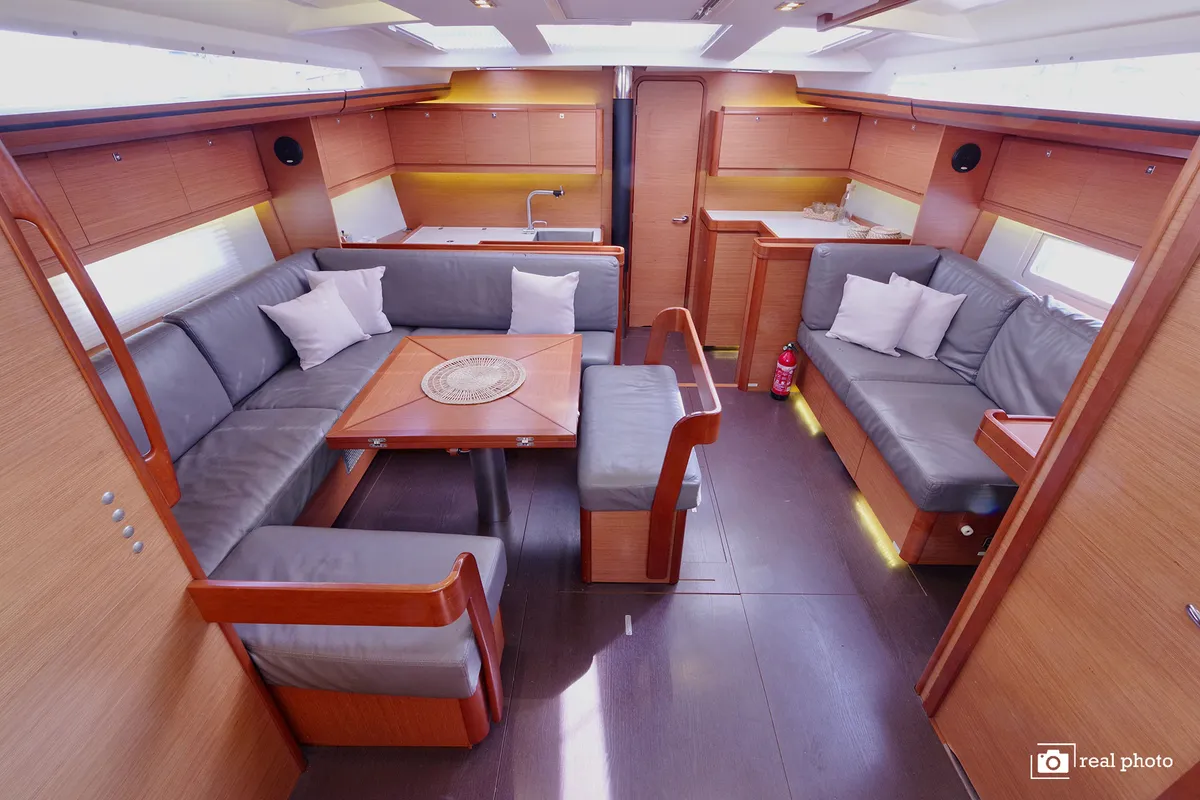Salon of Stella, a Dufour 520 GL sailboat at Puntone di Scarlino, Italy