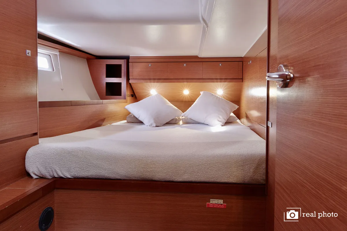 Cabin on Stella, a Dufour 520 GL sailboat at Puntone di Scarlino, Italy