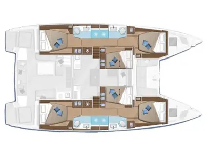 Floor plan of Margeo XVI, a Lagoon 50 catamaran at Athens, Greece
