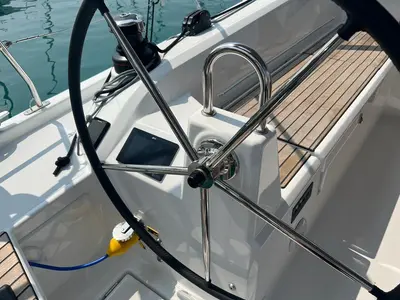 Cockpit of Rosalba, a Beneteau Oceanis 40.1 sailboat at Capo d'Orlando, Italy