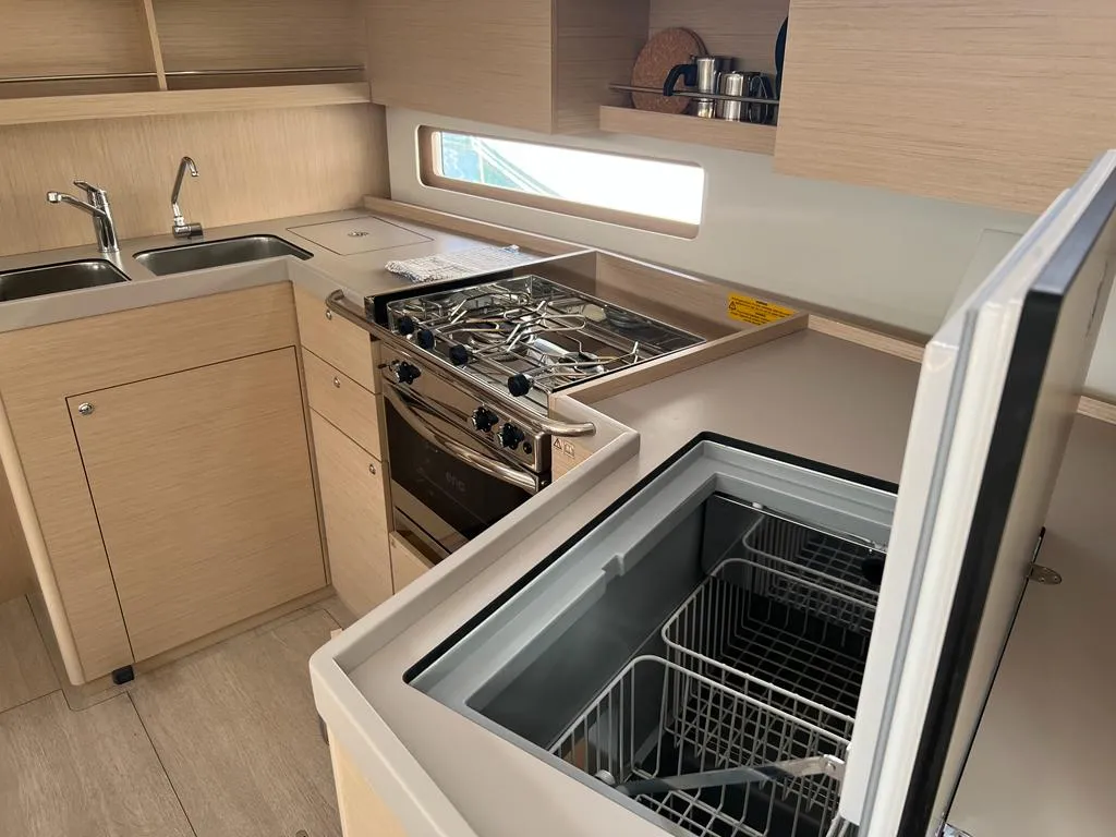 Galley of Rosalba, a Beneteau Oceanis 40.1 sailboat at Capo d'Orlando, Italy