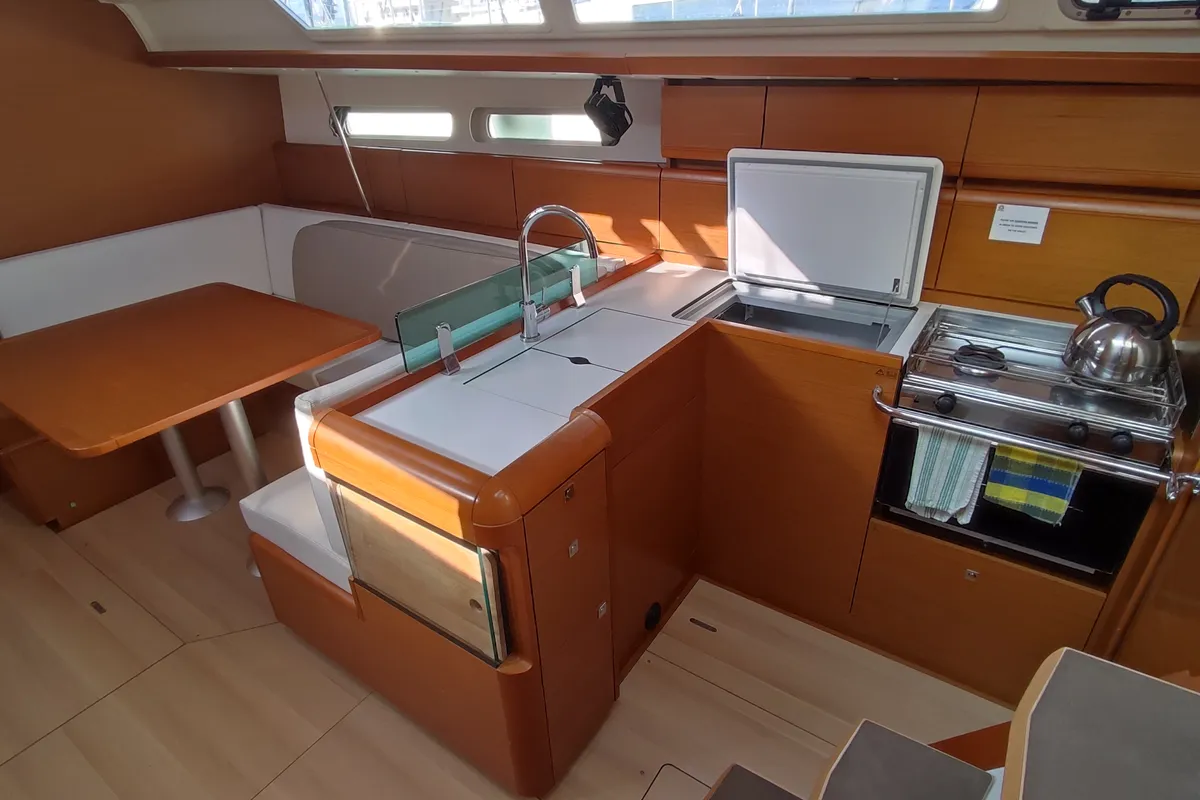 Galley of Eione, a Jeanneau Sun Odyssey 419 sailboat at Volos, Greece