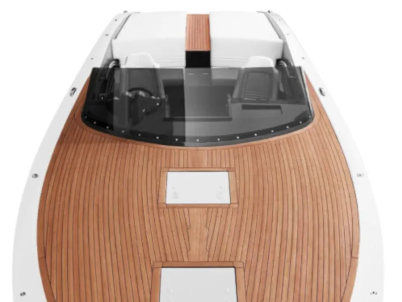 Exterior view of Adriatic Falcon, a Frauscher 1017 GT motorboat at Grad Kaštela, Croatia