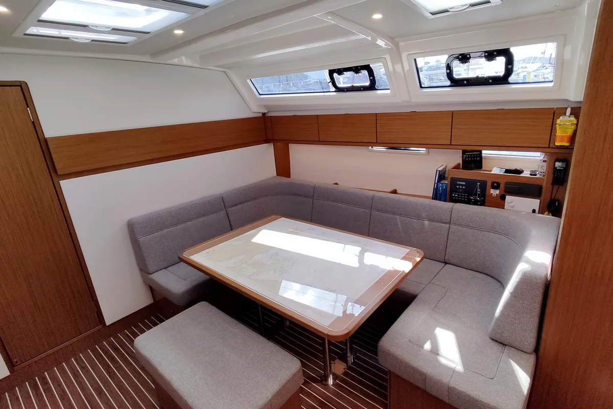 Salon of Io, a Bavaria Cruiser 46 Style sailboat at Lavreotiki Municipal Unit, Greece