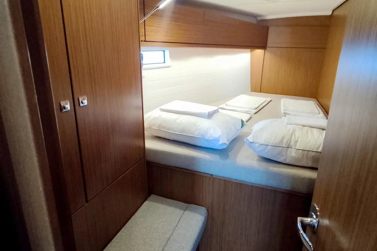 Cabin on Io, a Bavaria Cruiser 46 Style sailboat at Lavreotiki Municipal Unit, Greece