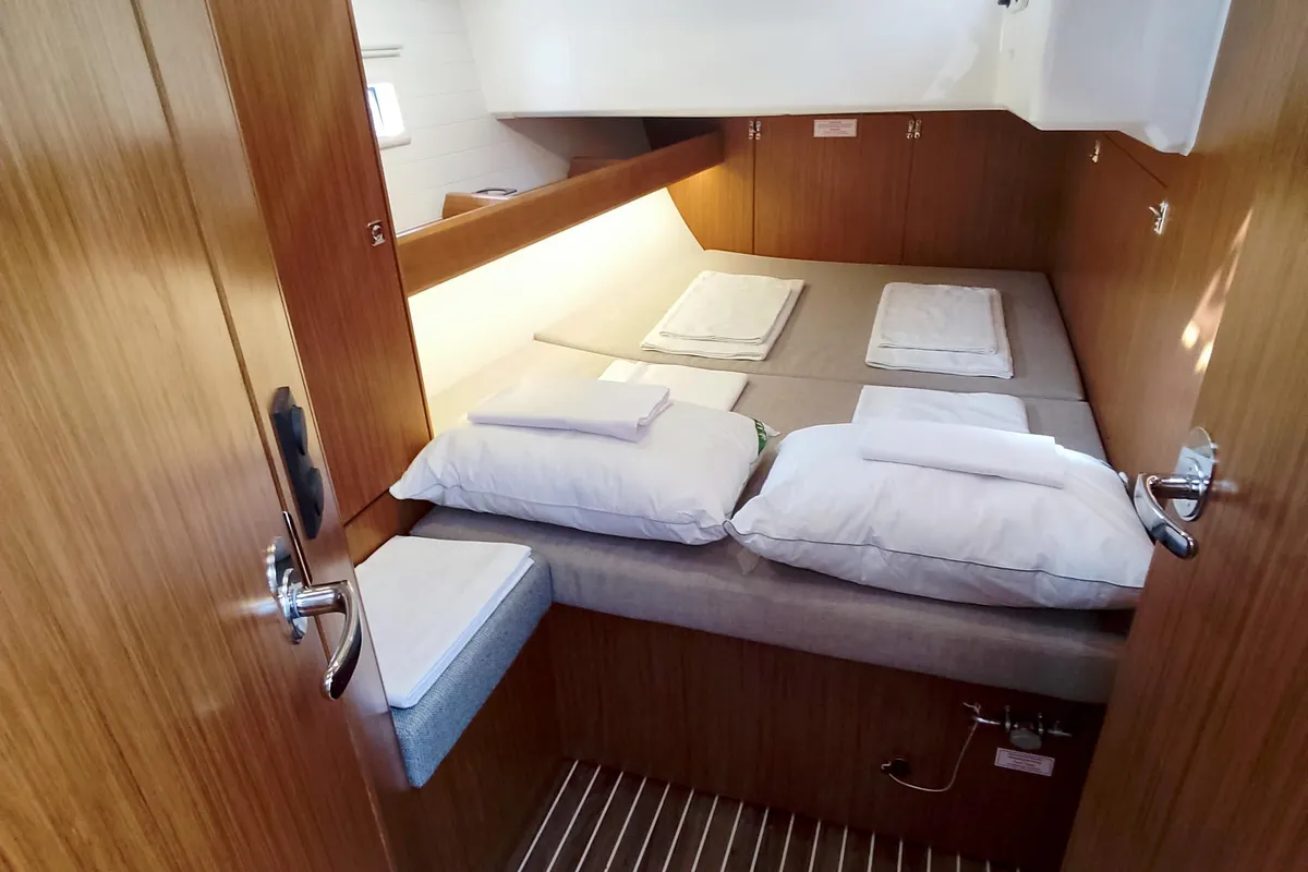 Cabin on Io, a Bavaria Cruiser 46 Style sailboat at Lavreotiki Municipal Unit, Greece