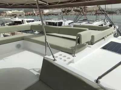 Deck of Imagination, a Bali 4.4 catamaran at Trogir, Croatia