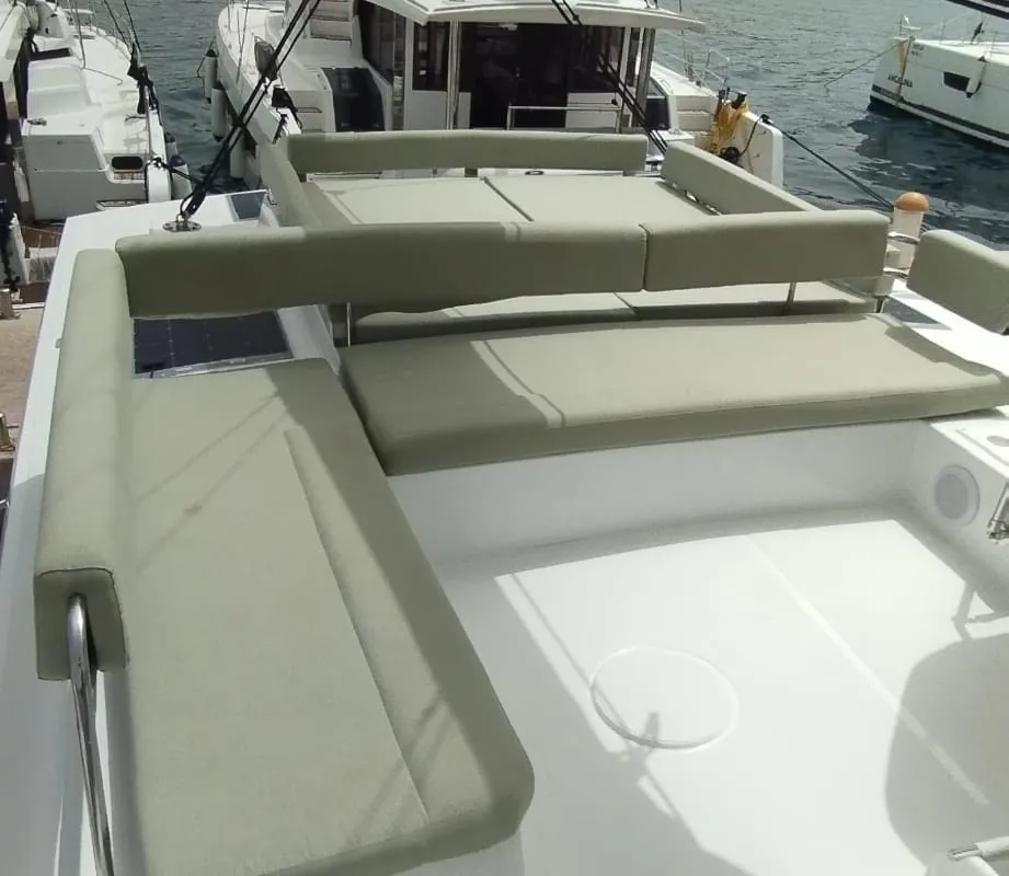 Deck of Imagination, a Bali 4.4 catamaran at Trogir, Croatia