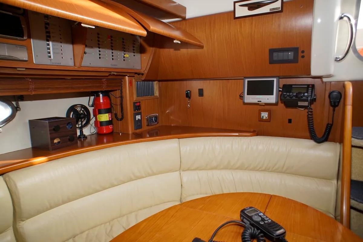 Salon of Lady Veronika, a Gobbi 425 SC motor yacht at Punat, Croatia