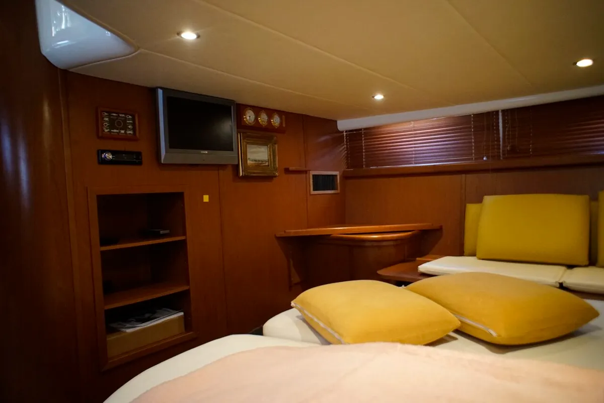 Cabin on Lady Veronika, a Gobbi 425 SC motor yacht at Punat, Croatia