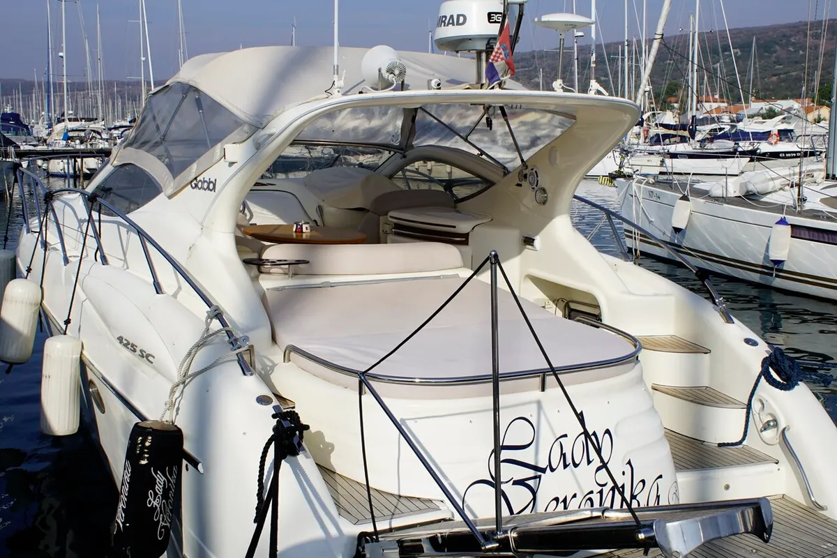 Exterior view of Lady Veronika, a Gobbi 425 SC motor yacht at Punat, Croatia