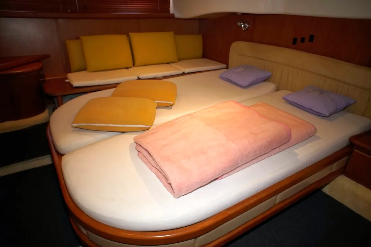Cabin on Lady Veronika, a Gobbi 425 SC motor yacht at Punat, Croatia