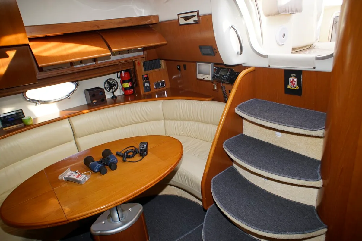 Salon of Lady Veronika, a Gobbi 425 SC motor yacht at Punat, Croatia