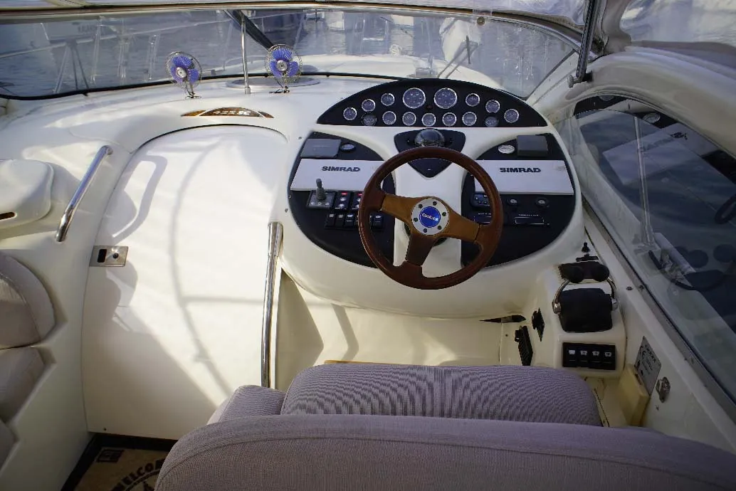 Cockpit of Lady Veronika, a Gobbi 425 SC motor yacht at Punat, Croatia