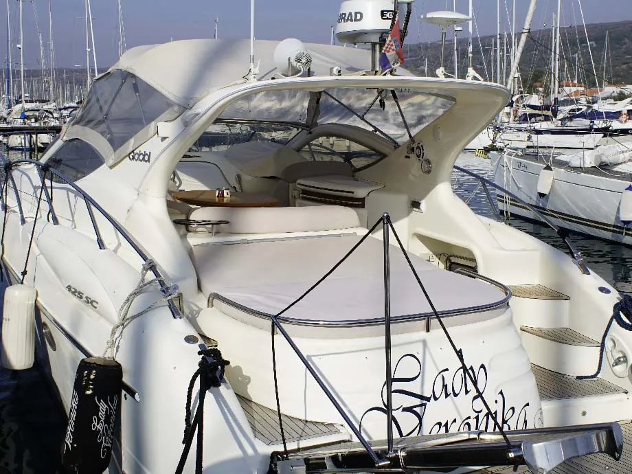 Exterior view of Lady Veronika, a Gobbi 425 SC motor yacht at Punat, Croatia