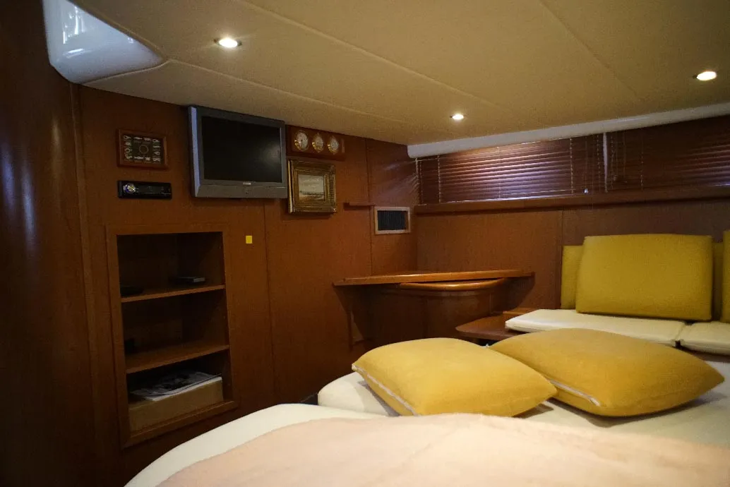 Cabin on Lady Veronika, a Gobbi 425 SC motor yacht at Punat, Croatia