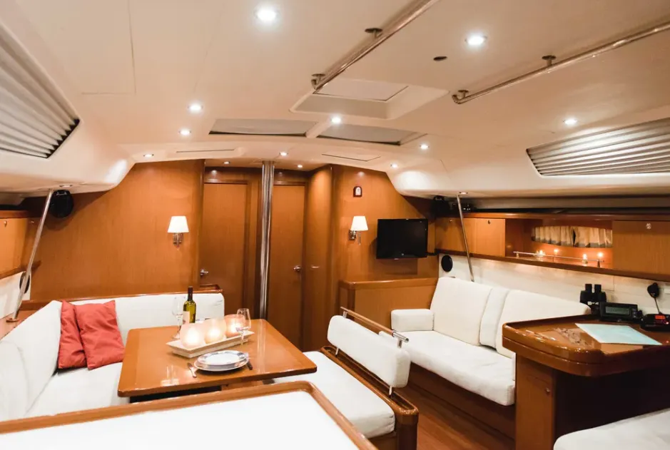 Salon of Alex, a Beneteau Oceanis 54 sailboat at Municipal Unit of Lefkada, Greece