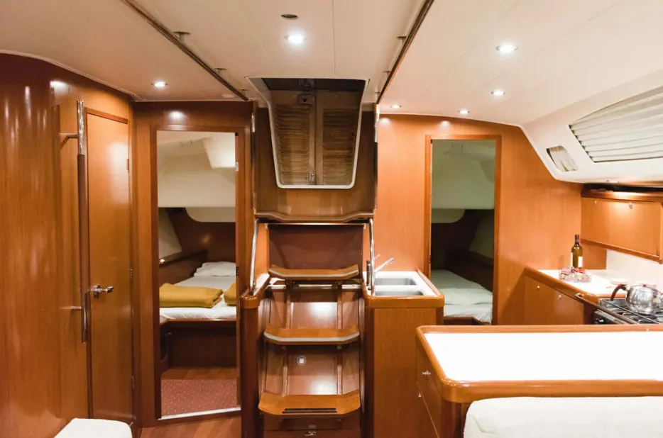 Salon of Alex, a Beneteau Oceanis 54 sailboat at Municipal Unit of Lefkada, Greece