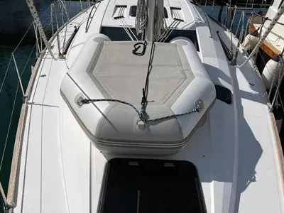 Deck of Kaminari, a Elan Impression 45 sailboat at Punat, Croatia