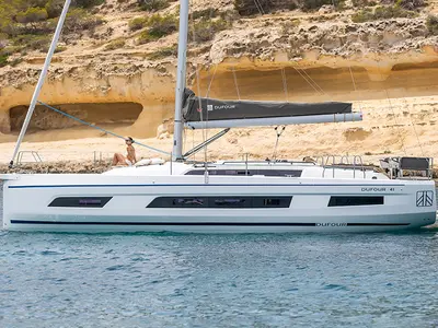 Galley of Callipigia, a Dufour 41 sailboat at Cagliari, Italy