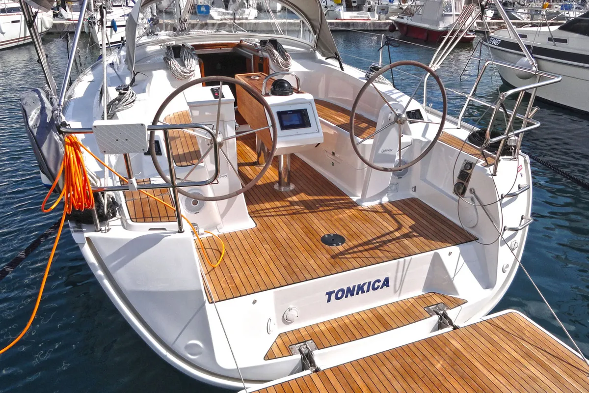 Cockpit of Tonkica, a Bavaria Cruiser 34 sailboat at Split, Croatia