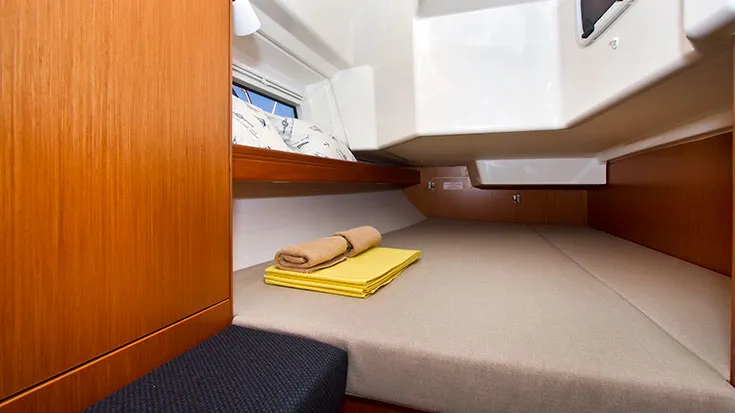 Cabin on Tonkica, a Bavaria Cruiser 34 sailboat at Split, Croatia