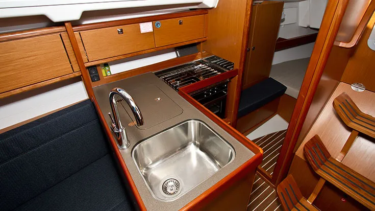 Galley of Tonkica, a Bavaria Cruiser 34 sailboat at Split, Croatia