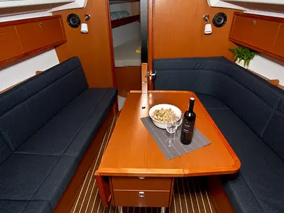 Salon of Tonkica, a Bavaria Cruiser 34 sailboat at Split, Croatia