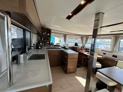Galley of Sella III, a Lagoon 46 catamaran at Figari/Golfo Aranci, Italy