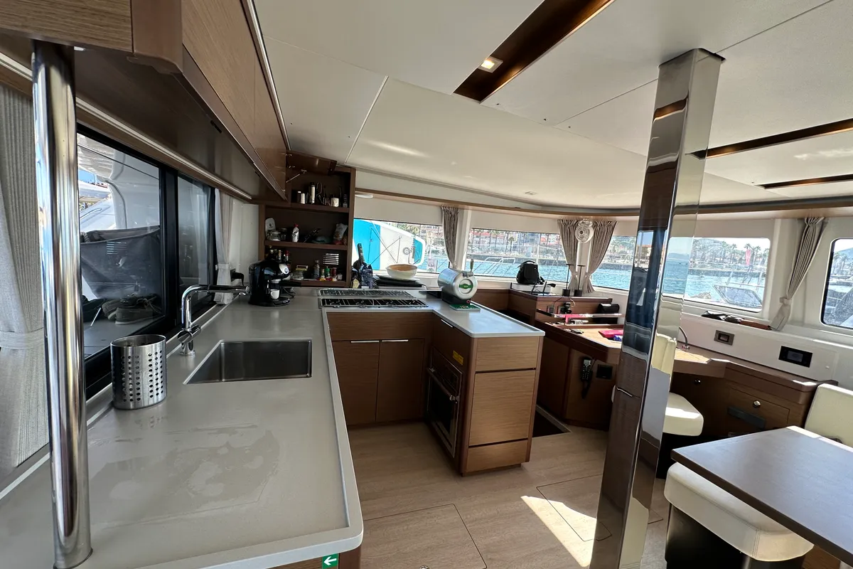Galley of Sella III, a Lagoon 46 catamaran at Figari/Golfo Aranci, Italy