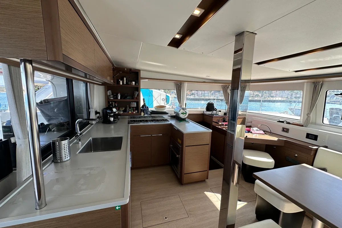 Galley of Sella III, a Lagoon 46 catamaran at Figari/Golfo Aranci, Italy