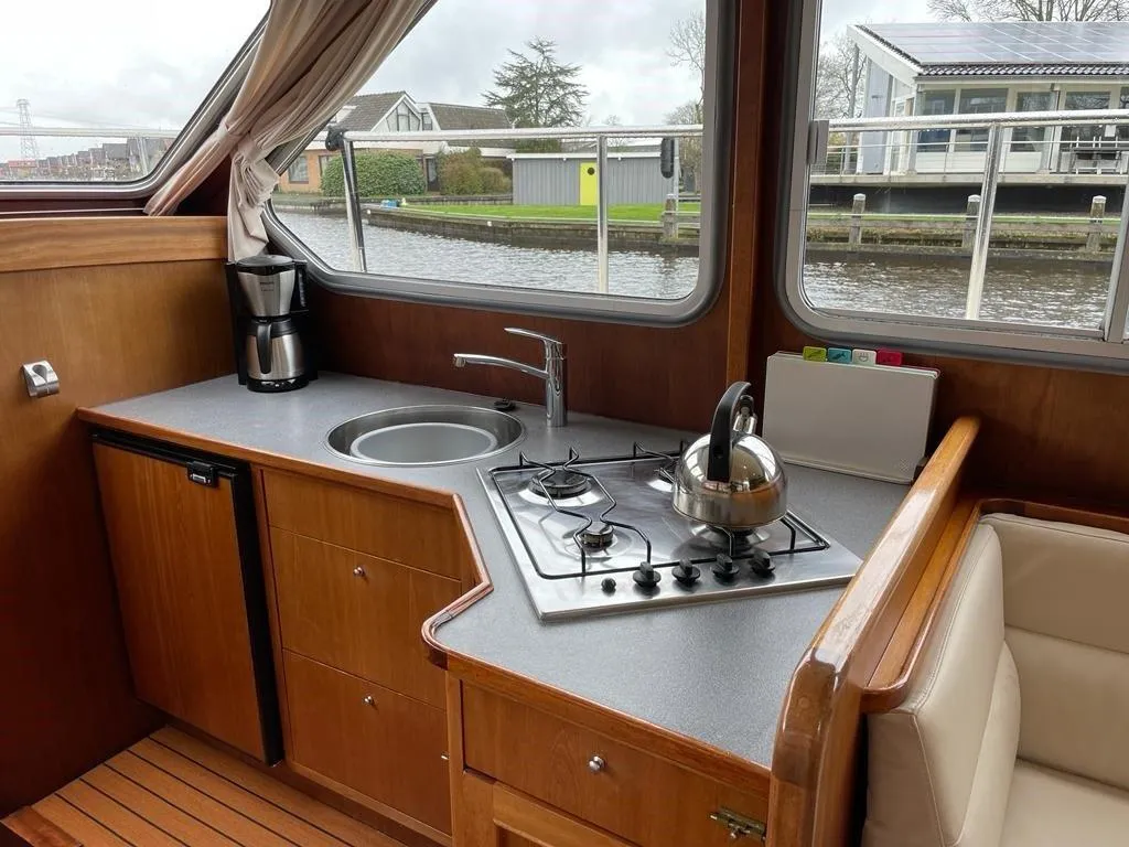 Galley of Pelicaen, a Gulet Hemmes 1400 motorboat at Akkrum, Netherlands