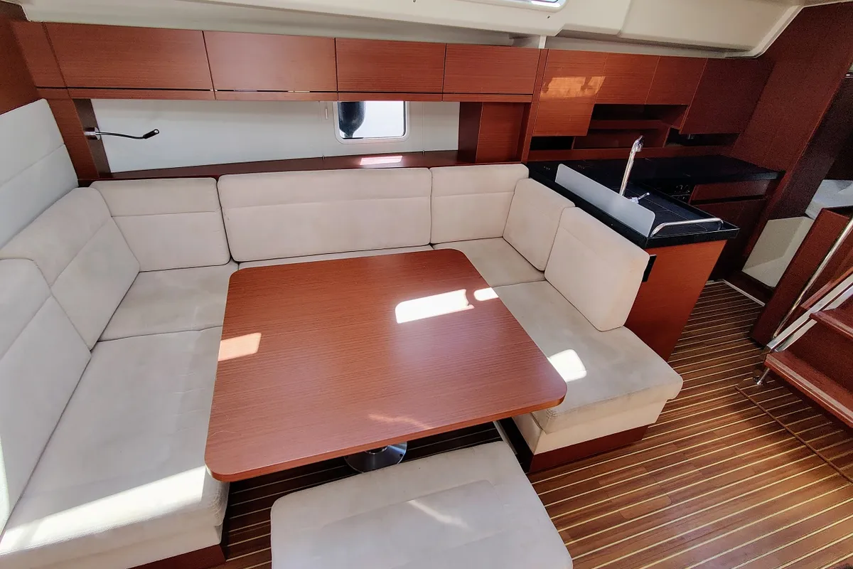 Salon of Aura II, a Hanse 458 sailboat at Sukošan, Croatia