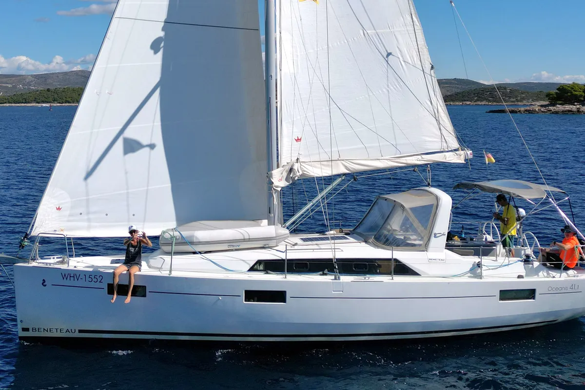 Exterior view of All Winds, a Beneteau Oceanis 41.1 sailboat at Rogoznica, Croatia