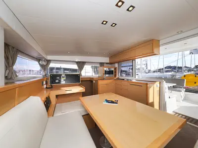 Salon of First Choice, a Lagoon 400 S2 catamaran at Grad Biograd na Moru, Croatia