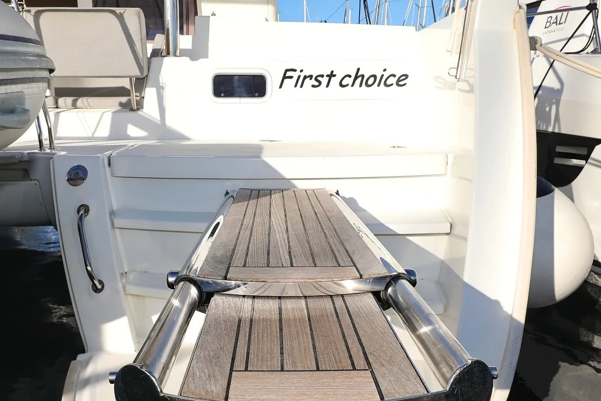 Deck of First Choice, a Lagoon 400 S2 catamaran at Grad Biograd na Moru, Croatia
