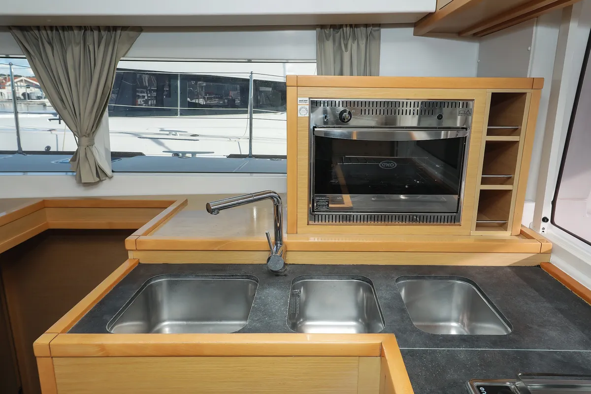 Galley of First Choice, a Lagoon 400 S2 catamaran at Grad Biograd na Moru, Croatia