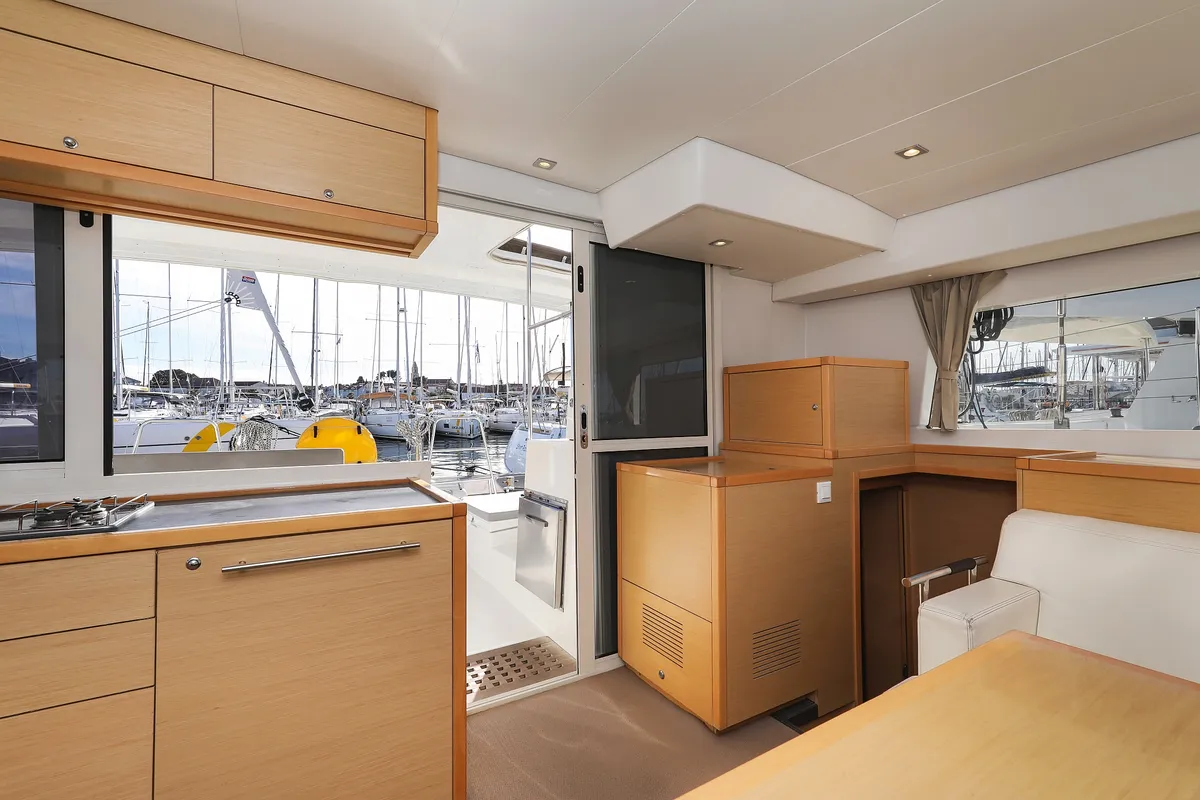 Salon of First Choice, a Lagoon 400 S2 catamaran at Grad Biograd na Moru, Croatia