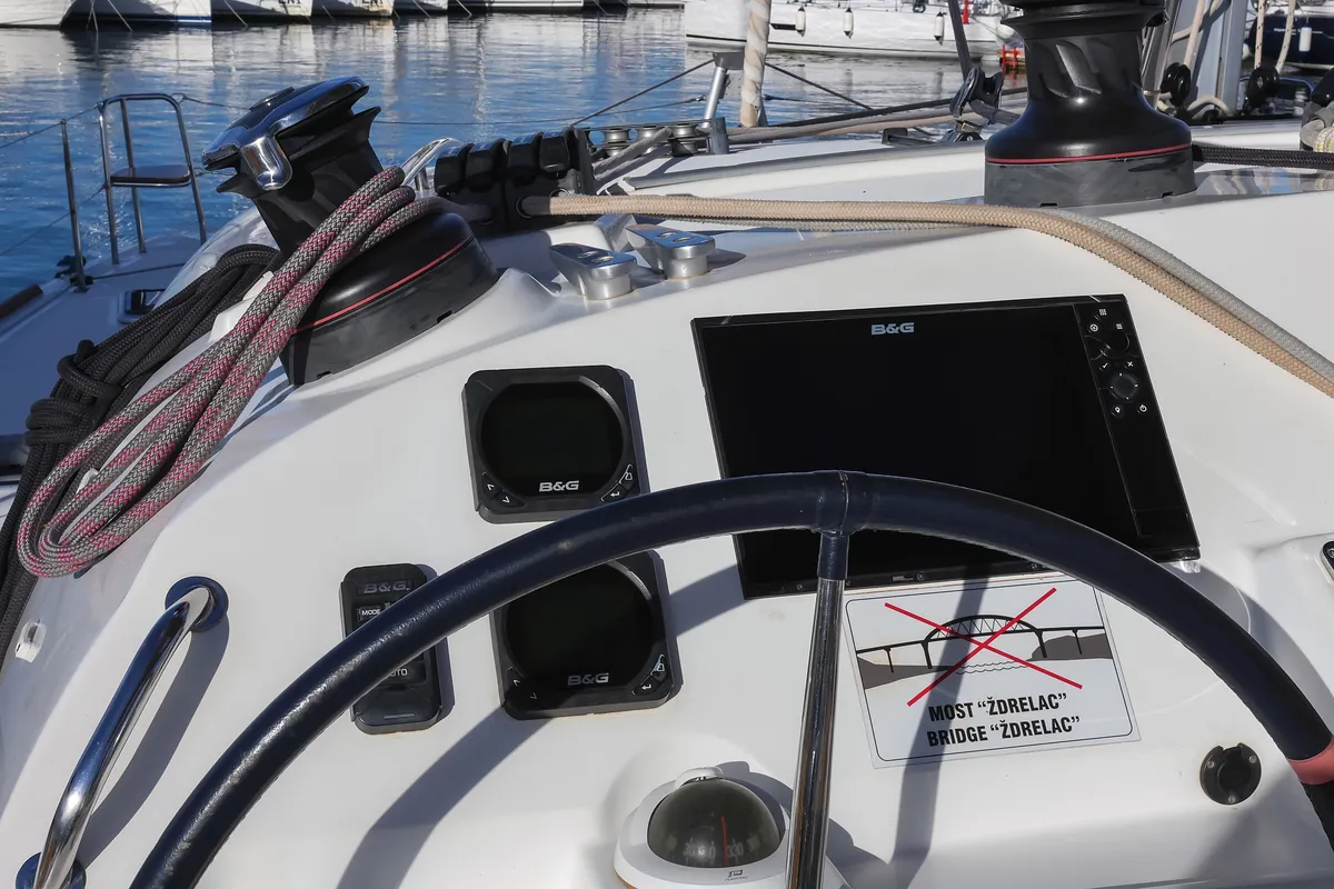 Cockpit of First Choice, a Lagoon 400 S2 catamaran at Grad Biograd na Moru, Croatia