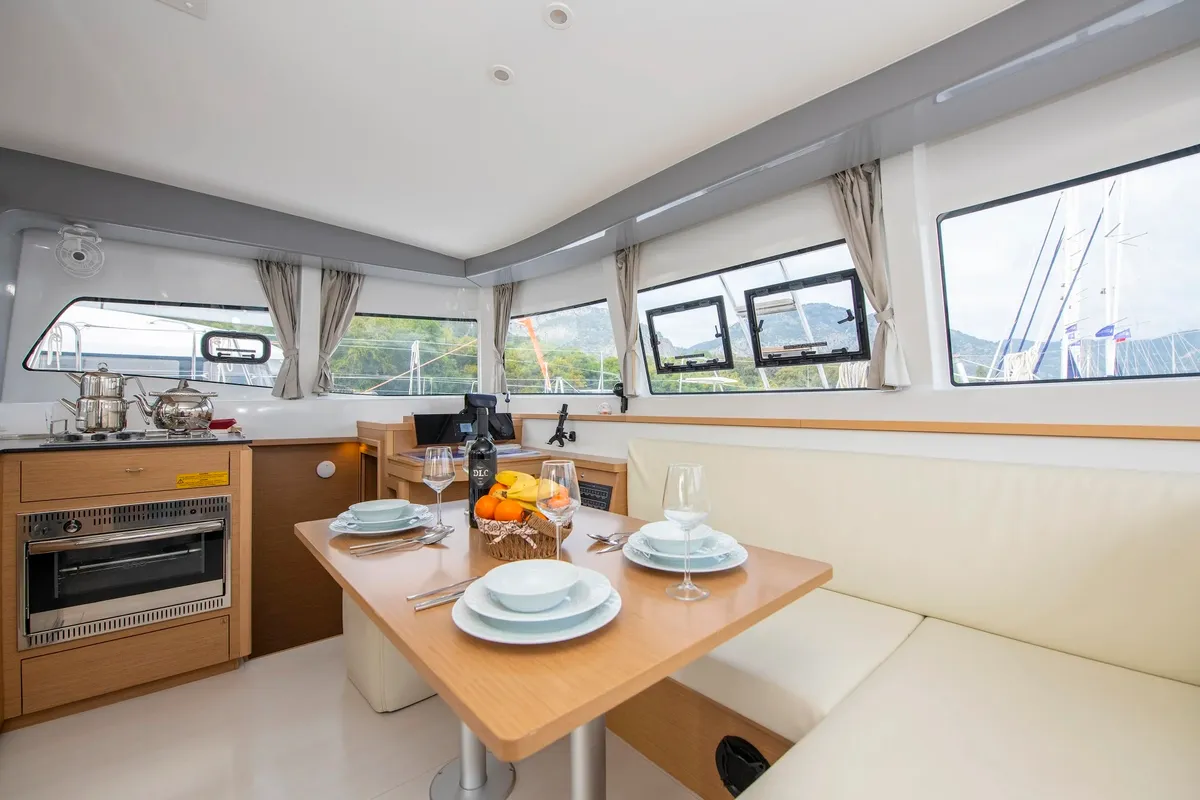 Galley of Kalevezi, a Excess 12 catamaran at Fethiye, Turkey