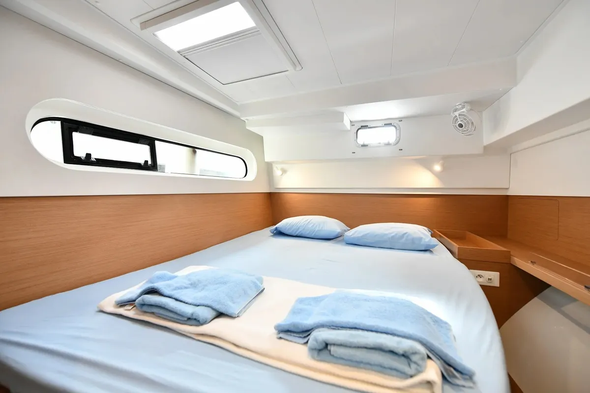 Cabin on Kalevezi, a Excess 12 catamaran at Fethiye, Turkey