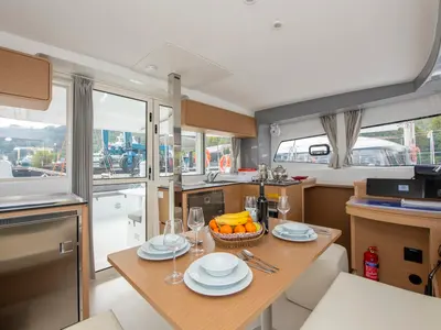 Galley of Kalevezi, a Excess 12 catamaran at Fethiye, Turkey