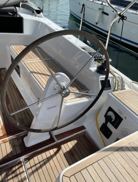 Cockpit of Medusa III, a Hanse 388 sailboat at Municipal Unit of Lefkada, Greece