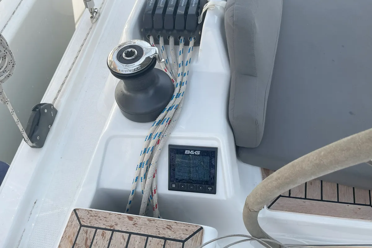 Cockpit of Medusa III, a Hanse 388 sailboat at Municipal Unit of Lefkada, Greece