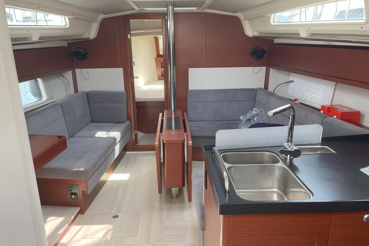 Salon of Medusa III, a Hanse 388 sailboat at Municipal Unit of Lefkada, Greece